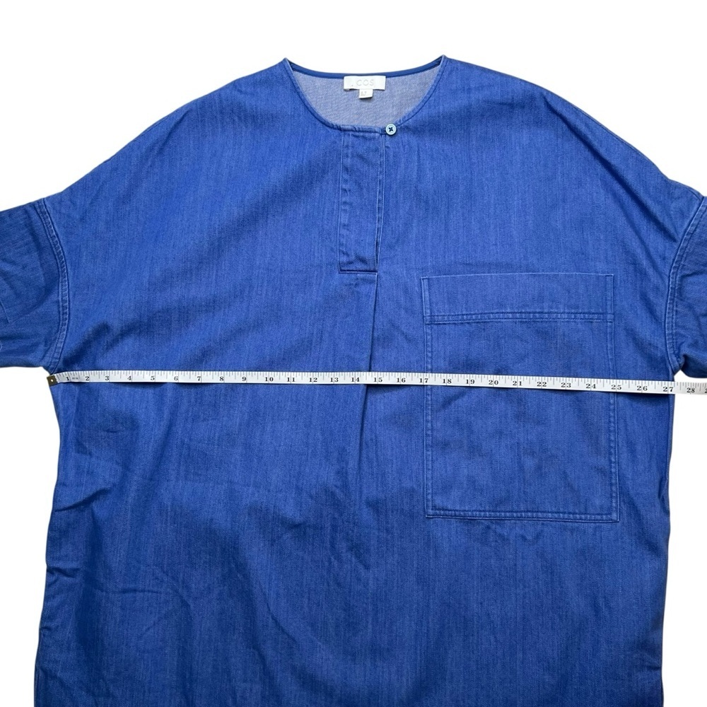 COS Oversized Boxy Denim Blue Cotton Mini Dress with Pockets Size XS - Picture 12 of 12